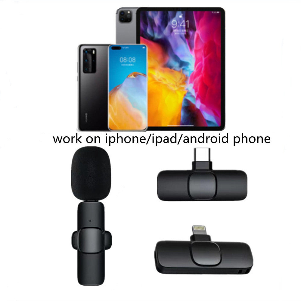Wireless Lavalier Microphone Portable Audio Video Recording Mini Mic For IPhone and Android Long Battery Life Live Broadcast Gaming