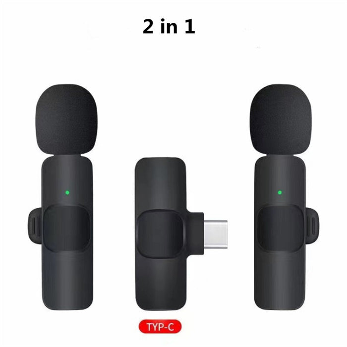 Wireless Lavalier Microphone Portable Audio Video Recording Mini Mic For IPhone and Android Long Battery Life Live Broadcast Gaming