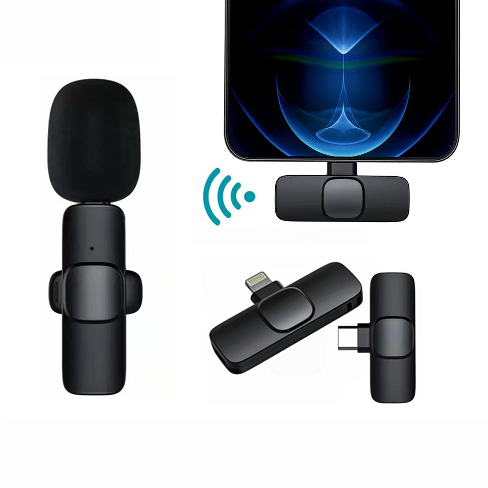 Wireless Lavalier Microphone Portable Audio Video Recording Mini Mic For IPhone and Android Long Battery Life Live Broadcast Gaming