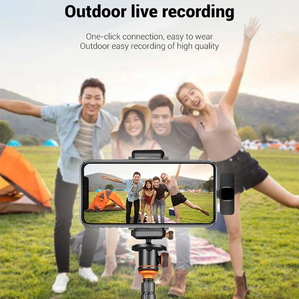 Wireless Lavalier Microphone Portable Audio Video Recording Mini Mic For IPhone and Android Long Battery Life Live Broadcast Gaming