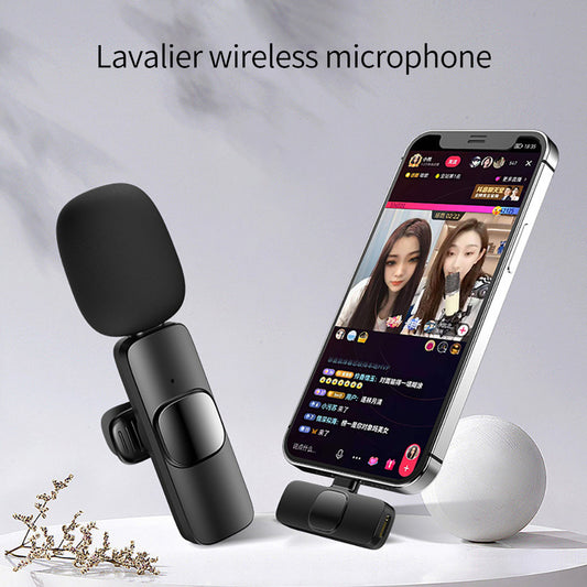 Wireless Lavalier Microphone Portable Audio Video Recording Mini Mic For IPhone and Android Long Battery Life Live Broadcast Gaming
