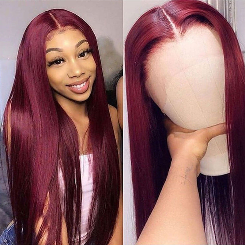 Burgundy Brazilian Straight 13x4. Front Lace Wig