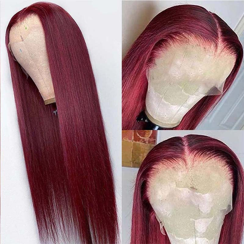 Burgundy Brazilian Straight 13x4. Front Lace Wig