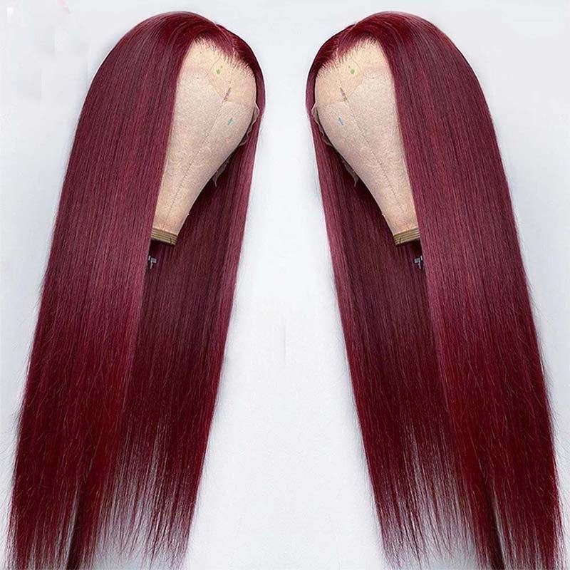 Burgundy Brazilian Straight 13x4. Front Lace Wig