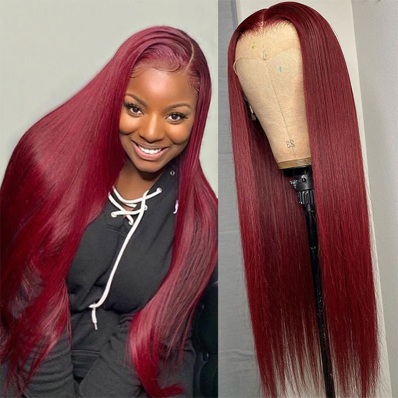 Burgundy Brazilian Straight 13x4. Front Lace Wig